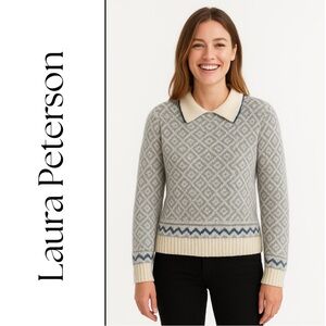 Laura Peterson Vintage Knit Sweater | Winter Geometric Pattern | Size S